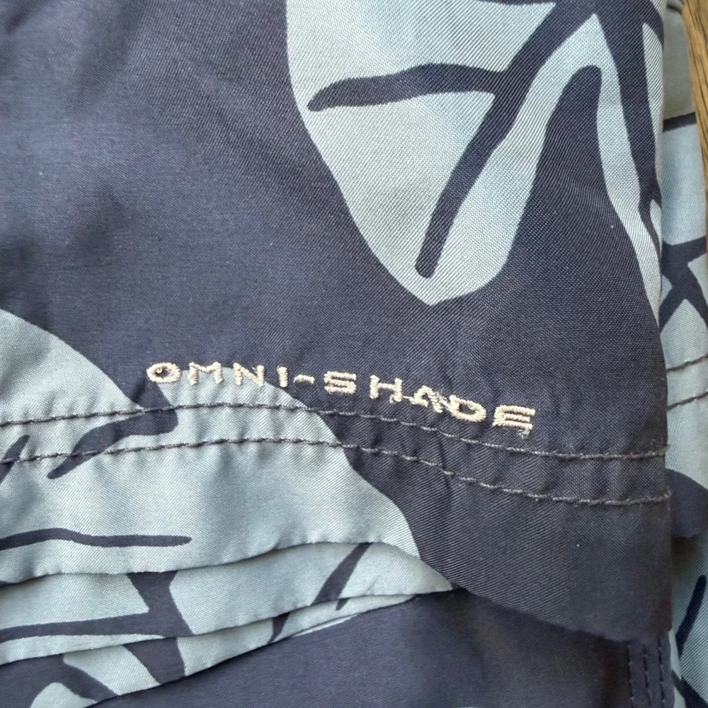 Columbia Board‎ Shorts Mens 34 Blue Excellent Tropical Leaf Print Omni-Shade